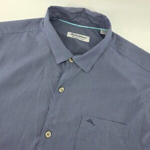 Tommy Bahama Mens Blue Short Sleeve Button Up Shirt The Coconut Point XL